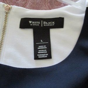 White House Black Market sleeveless blouse - Size Large - dark navy/White back